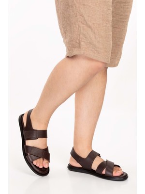 Gondol Erkek Hakiki Deri Günlük Klasik Sandalet ESM.434 - Kahverengi - 40 Kahverengi