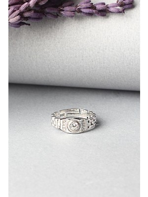 By Barun Ayarlanabilir Yüzük 925 Ayar Gümüş Zirkon Taşlı Silver