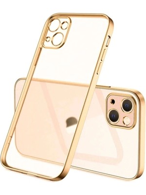 Butik iPhone 13 Mini Renkli Kenar Şeffaf Kılıf Kamera Korumalı Silikon KILIF-(5775)