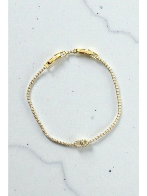 İnce Zirkon Taşlı Minimalist Su Yolu Bileklik Paslanmaz Çelik Bileklik 19 cm