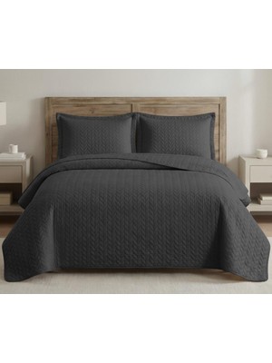 Altınpamuk Süet Başak Çift Kişilik Yatak Örtüsü 260X240 Antrasit