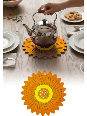 Omilife Ayçiçeği Model Kaymaz Silikon Nihale – Tencere, Tava, Çaydanlık ve Servis Altlığı 18,5 x 18,5 cm