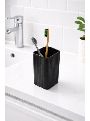 Sas Haus Diş Fırçalık Plastik Siyah Kare 3403