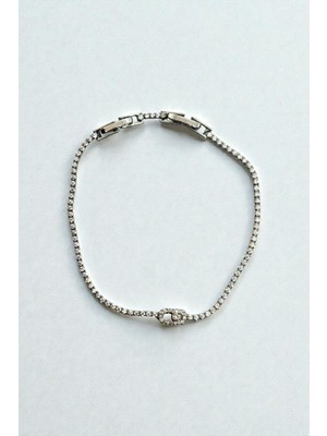 Ince Zirkon Taşlı Minimalist Su Yolu Bileklik 19 cm Paslanmaz Çelik Bileklik