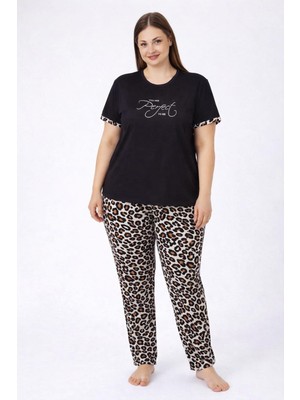 Pemilo Kadın 2005-9 Büyük Beden Kısa Kol Likralı Pijama Takımı