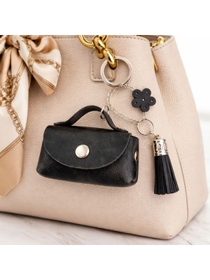 İpekbazaar Hakiki Deri Mini Aksesuar Çanta – Çanta Yanı Takılabilir Anahtarlık & Çanta Süsü