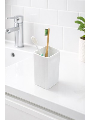 Sas Haus Diş Fırçalık Plastik Beyaz Kare 3403
