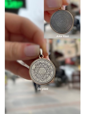 Erer Gümüş Gümüş Esmaül Hüsna ve Süleyman Mührü Çift Taraflı Kolye Ucu