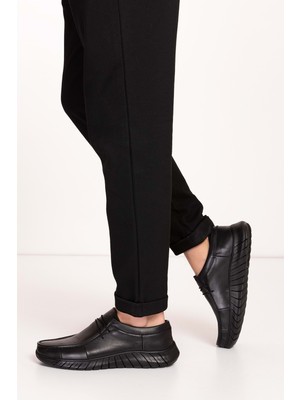 Gondol Erkek Hakiki Deri Hafif Esnek Kaymaz Taban Ayakkabı AF.1453 - Siyah - 43 Siyah