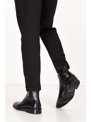 Gondol Erkek Hakiki Deri Klasik Sivri Burun Bot NY.490 - Siyah - 39 Siyah