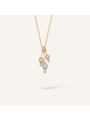 Aja Elegant Swing Çok Taşlı Altın Kolye