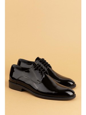 Gondol Erkek Hakiki Deri Klasik Damat Ayakkabı Pş.90 - Siyah Rugan - 39 Siyah Rugan