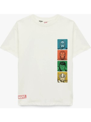 Koton  Marvel Baskılı Lisanslı Ekru Erkek Çocuk T-Shirt 6SKB10247TK