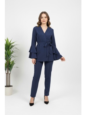 Hiramir Kadın Ikili Takım Modal Kumaş Volan Kollu Kuşaklı YZ2507