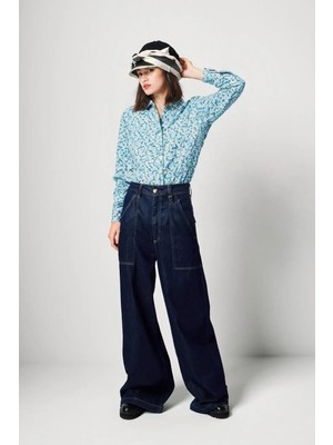 United Colors Of Benetton Toz Mavi Mix Kadın / Kız KDN_%100 Pamuk Desenli Manşetli Regular Fit Müslin Gömlek Model Kodu: ( 5Q6SDQ0AY67A)