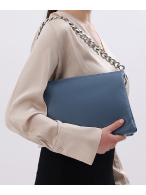 Nuance Kadın Gerçek Deri Omuz Çantası – Gümüş Renk Aksesuar Detaylı