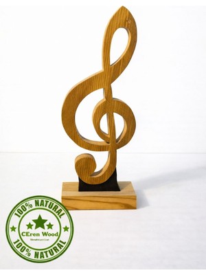 Ceren Wooden Ahşap Sol Anahtarı Biblo | El Yapımı Dekoratif Müzik Figürü