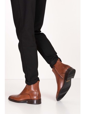 Gondol Erkek Hakiki Deri Klasik Sivri Burun Bot NY.490 - Taba - 46 Taba