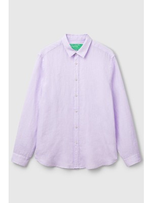 United Colors Of Benetton Lila Erkek Bnt-M Keten Gömlek Model Kodu: ( 5BKU5QJG8LİLA)