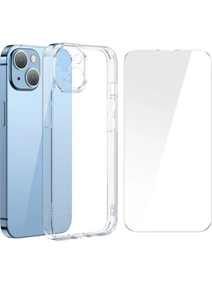 Genel Tedarik Superceramic Series iPhone 14 Plus 6.7 Koruyucu Cam Kılıf+Full Tempered Ekran Koru - EMTHBA3352-7