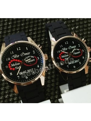 Spectrum Sevgiliye Doğum Günü Hediyesi Çift Saat Kombini Isim Baskılı Kişiye Özel Saat Erkek Kadın Kol Saati