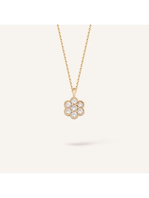 Aja Nerisa Çiçek Motifli Çok Taşlı Altın Kolye