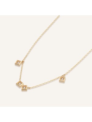 Aja Soliera Geometrik Motifli Çok Taşlı Altın Kolye