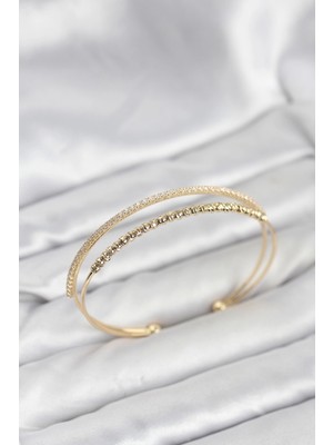 Calperia Dorika Model Pirinç Gold Renk Kadın Bileklik