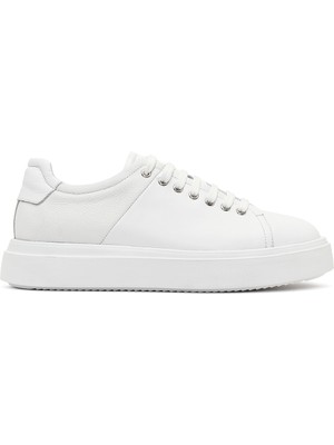 Derimod Erkek Beyaz Bağcıklı Kalın Tabanlı Deri Sneaker 26SFD610118