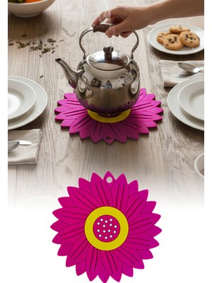 Omilife Ayçiçeği Model Kaymaz Silikon Nihale – Tencere, Tava, Çaydanlık ve Servis Altlığı 18,5 x 18,5 cm