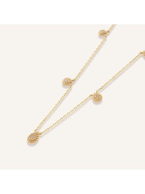 Aja Gutta Sıralı Çok Taşlı Altın Kolye