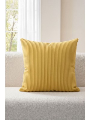 Elart Fuji Kırlent Kılıfı Fitilli Kadife Dekoratif (43X43 Cm) Sarı