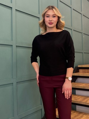 Stamina Kadın Yarasa Kol Kayık Yaka Kazak