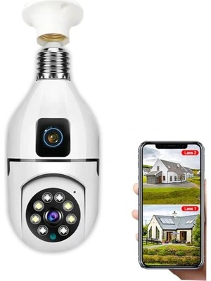 Alvo Store Buğz Çift Lensli Duy Girişli Kablosuz Ampul Kamera