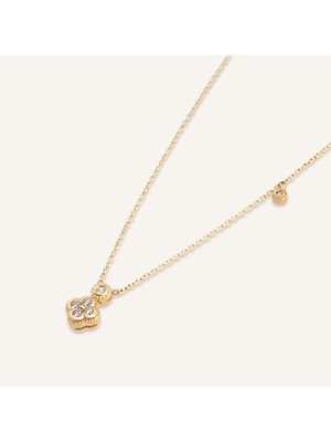 Aja Fluxora Çiçek Motifli Çok Taşlı Altın Kolye