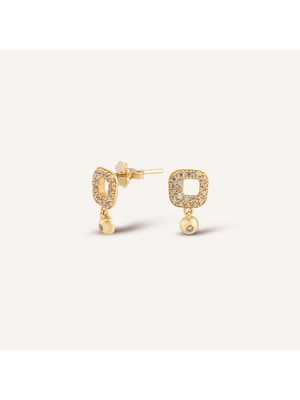 Aja Solea Çok Taşlı Sallantılı Altın Küpe