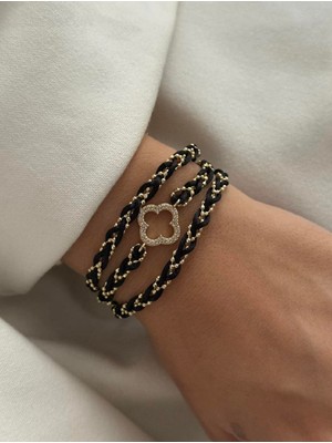 Venüs Design Zirkon Taşlı Yonca Dolamalı Bileklik