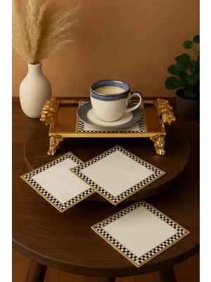 PremiumPort 6'lı Linen Keten Kahve Yanı Kokteyl Parti Lüks Sunum Peçetesi