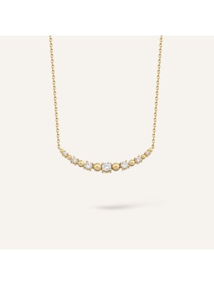 Aja Linea Sıralı Top Motifli Çok Taşlı Altın Kolye