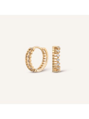 Aja Cynara Sıra Taşlı Halka Altın Küpe