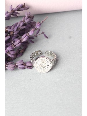 By Barun Ayarlanabilir Yüzük 925 Ayar Gümüş Silver Yuvarlak Baget Taşlı Yüzük