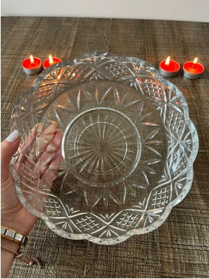 PremiumPort Şeffaf Kristal Cam Sunumluk ve Meyvelik, 20 Cm, Şık ve Zarif Tasarım