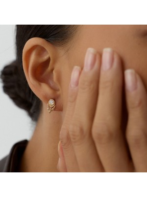 Aja Auren Göz Figürlü Çok Taşlı Sallantılı Pimli Altın Küpe