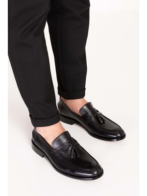 Gondol Erkek Hakiki Deri Kösele Ayakkabı NY.881 - Siyah - 46 Siyah