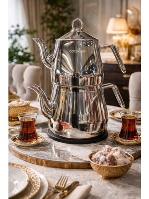 Cocinero 8103 Madrid Xxl Piramit Aile Boyu Çelik Sap Çaydanlık Takımı