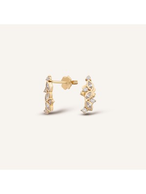 Aja Velora Çok Taşlı Pimli Altın Küpe