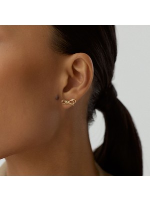 Aja Vertia Düğüm Figürlü Pimli Altın Küpe