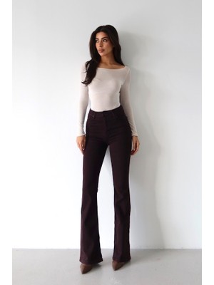 Leilaa Ispanyol Paça Likralı Jean Pantolon