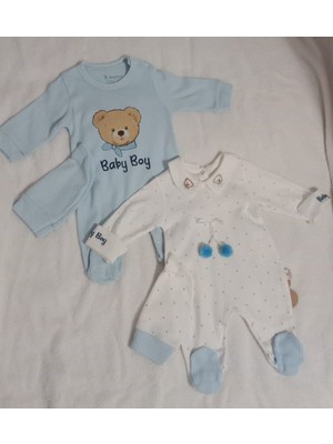 Çayzen Erkek Bebek Şapkalı 2 Adet Şık Kombin Tulum 1097