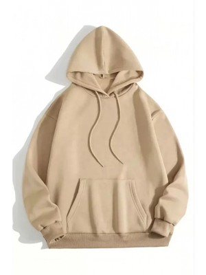 Pilelistore- 3 Iplik Pamuklu Unisex Kapşonlu Sweetshirt - Bej